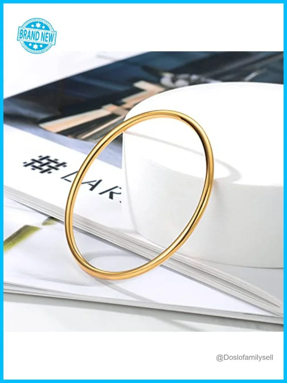 3mm 14K Gold Plated Stainless Steel Thin Round Bangle Bracelet